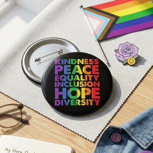 Regenboog Vriendelijkheid Gelijkheid Inclusie Hoop Ronde Button 5,7 Cm