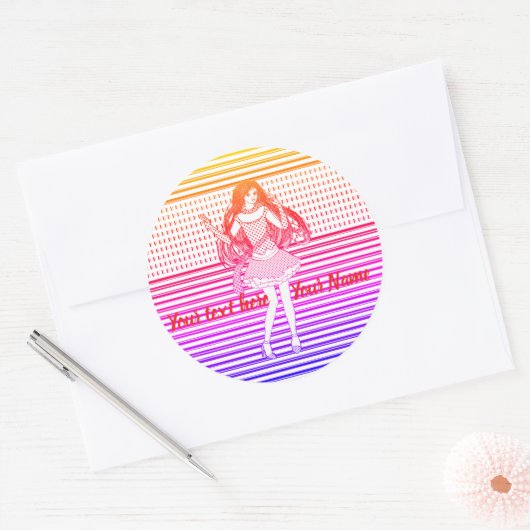 Regenboog vriendin ronde sticker (Envelop)
