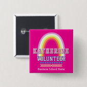 Regenboog vrijwilliger hete roze vierkante button 5,1 cm (Voorkant /achterkant)