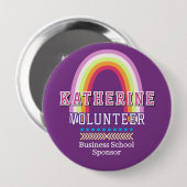 Regenboog vrijwilliger paars ronde button 4,0 cm (Voorkant /achterkant)