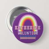 Regenboog vrijwilliger paars ronde button 7,6 cm (Voorkant /achterkant)