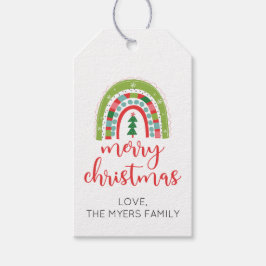 Regenboog Vrolijk kerstcadeau label Cadeaulabel