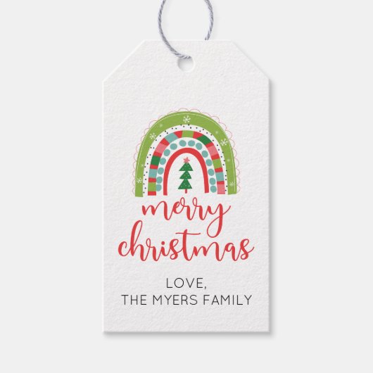 Regenboog Vrolijk kerstcadeau label Cadeaulabel (Voorkant)