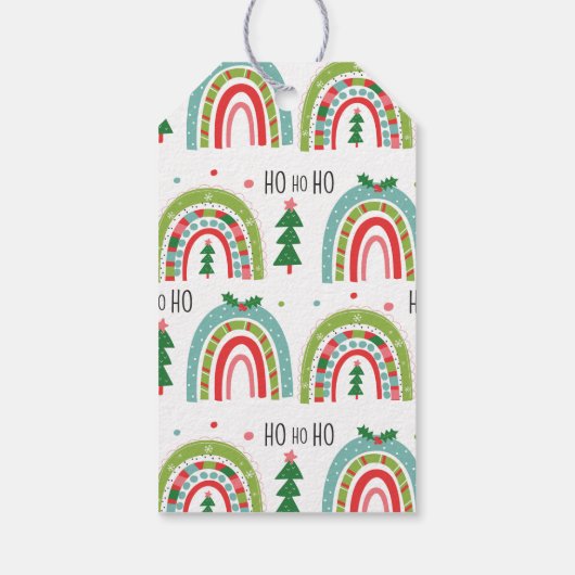 Regenboog Vrolijk kerstcadeau label Cadeaulabel (Achterkant)