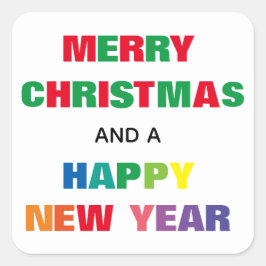 Regenboog Vrolijk Kerstmis - Vierkante Sticker