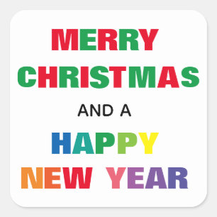 Regenboog Vrolijk Kerstmis - Vierkante Sticker
