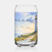 Regenboog Vuurtoren Kust Waterverf Blikvorm Glas (Achterkant)
