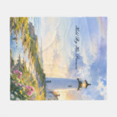 Regenboog Vuurtoren Kust Waterverf Fleece Deken (Voorkant (Horizontaal))