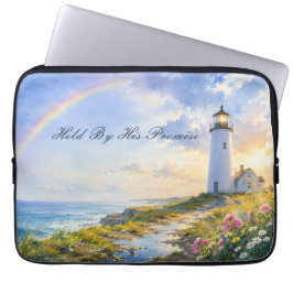 Regenboog Vuurtoren Kust Waterverf Laptop Sleeve
