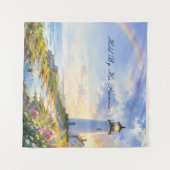 Regenboog Vuurtoren Kust Waterverf Wandkleed (Voorkant (horizontaal))