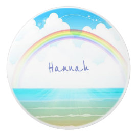 Regenboog" w/naam keramische knop