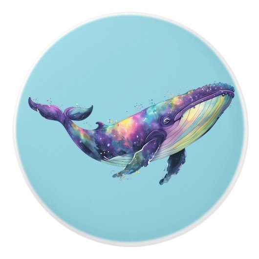 Regenboog Walvis Deurkruk Keramische Knop (Voorkant)