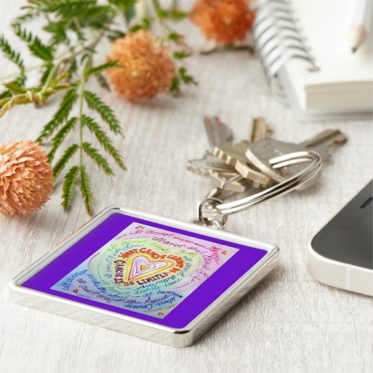 Regenboog wat kanker niet kan doen sleutelhanger (Zijkant)