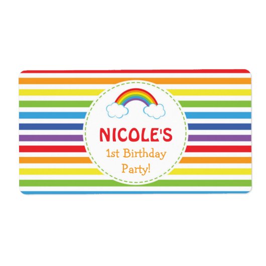 Regenboog water flesetiketten / Regenboog flesetik Etiket (Voorkant)