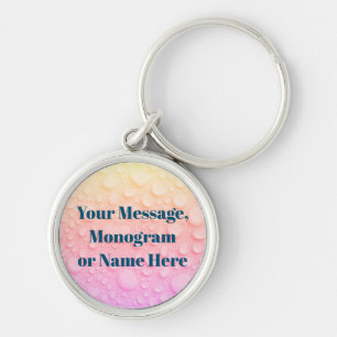 Regenboog Waterdruppels, Bericht Monogram/Naam Fot Sleutelhanger