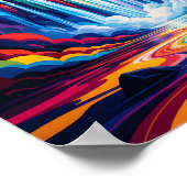 Regenboog Waterval Abstracte Muur Kunstprint Poster (Hoek)