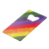 Regenboog Waterverf Aangepast Creditkaart Flessenopener (Voorkant Gekanteld)