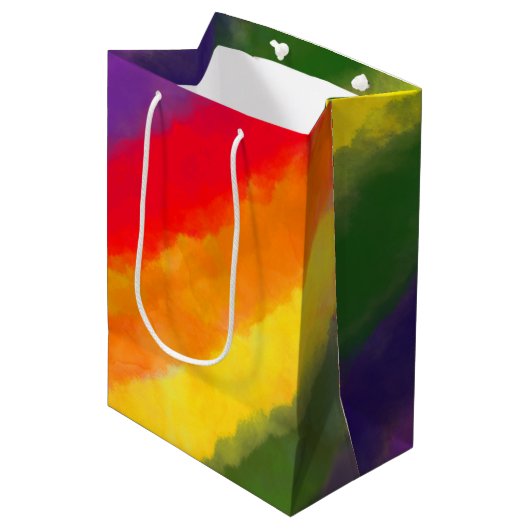 Regenboog Waterverf Aangepast Medium Cadeauzakje (Voorkant Gekanteld)