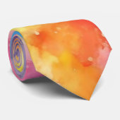Regenboog Waterverf Abstracte Stropdas (Opgerold)
