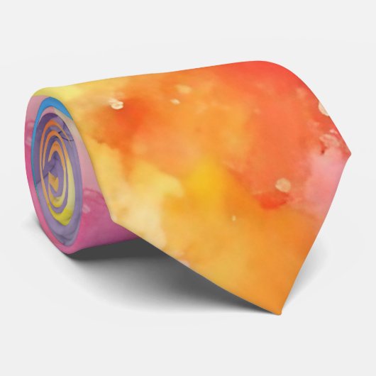 Regenboog Waterverf Abstracte Stropdas (Opgerold)