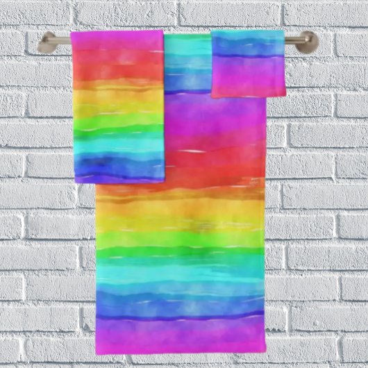 Regenboog Waterverf Bad Handdoek Set