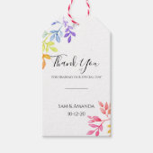 Regenboog Waterverf Botanische bladeren Bruiloft Cadeaulabel (Voorkant)