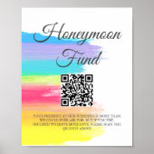 Regenboog Waterverf bruiloft Honeymoon Fonds QR Co Poster (Voorkant)