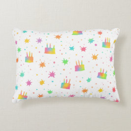 Regenboog Waterverf Cake Kleurrijke Verfspatten Accent Kussen