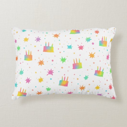 Regenboog Waterverf Cake Kleurrijke Verfspatten Accent Kussen (Voorkant)