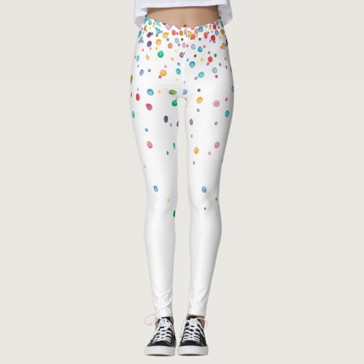 Regenboog Waterverf Confetti Stippen Leggings (Voorkant)