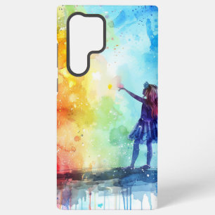 Regenboog Waterverf Fee met Kleurenspat Samsung Galaxy Hoesje