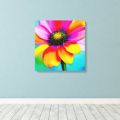 Regenboog Waterverf Flower Stretched Canvas (Insitu (Houten vloer))