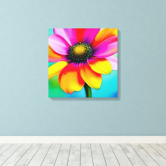 Regenboog Waterverf Flower Stretched Canvas (Insitu (Houten vloer))
