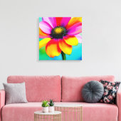 Regenboog Waterverf Flower Stretched Canvas (Insitu (Woonkamer))
