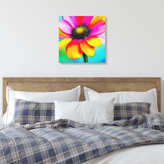 Regenboog Waterverf Flower Stretched Canvas (Insitu (Slaapkamer))