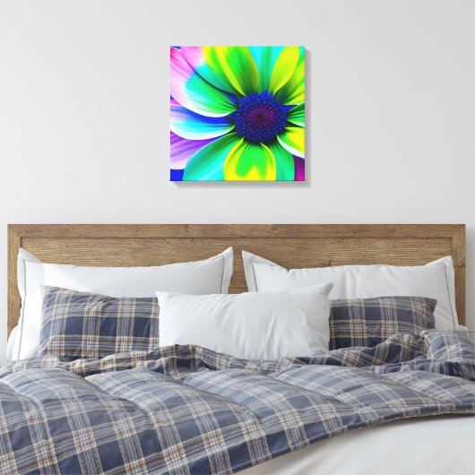 Regenboog Waterverf Flower Stretched Canvas (Insitu (Slaapkamer))