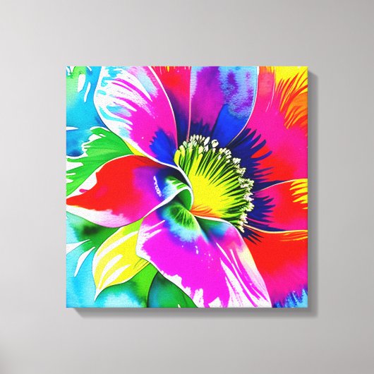 Regenboog Waterverf Flower Stretched Canvas (Voorkant)