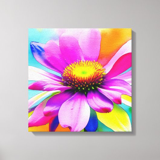 Regenboog Waterverf Flower Stretched Canvas (Voorkant)