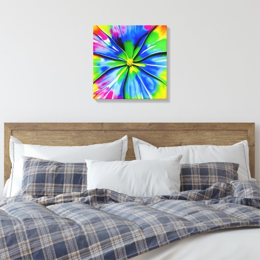 Regenboog Waterverf Flower Stretched Canvas (Insitu (Slaapkamer))