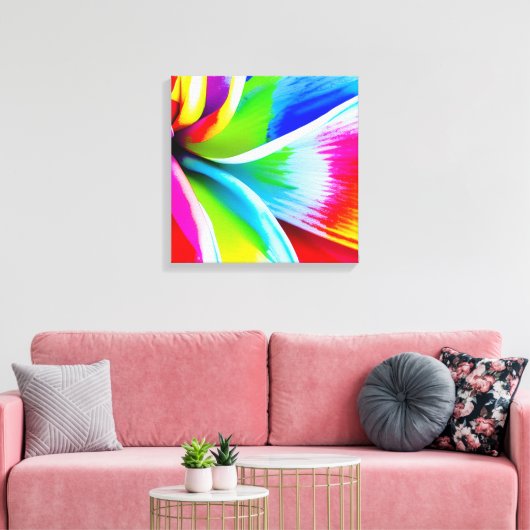 Regenboog Waterverf Flower Stretched Canvas (Insitu (Woonkamer))