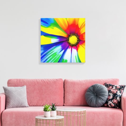 Regenboog Waterverf Flower Stretched Canvas (Insitu (Woonkamer))