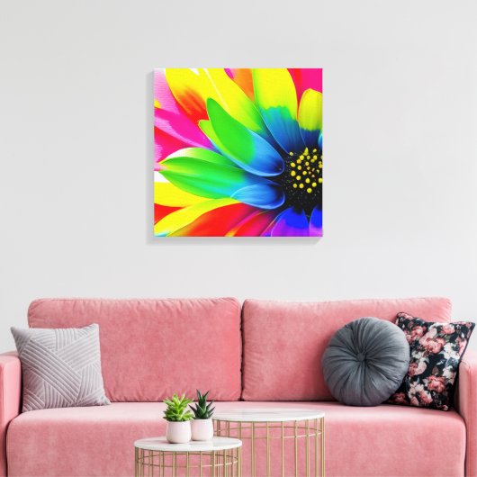 Regenboog Waterverf Flower Stretched Canvas (Insitu (Woonkamer))