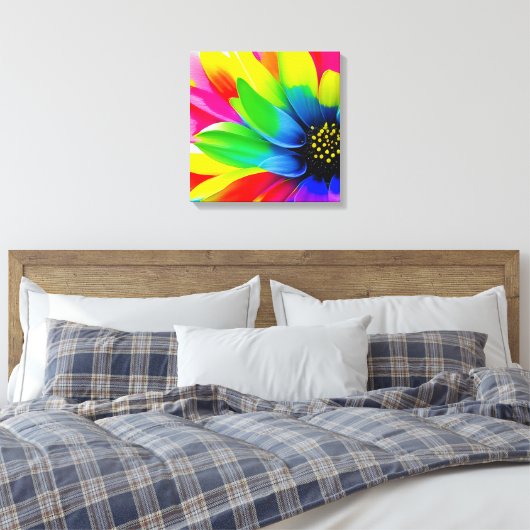 Regenboog Waterverf Flower Stretched Canvas (Insitu (Slaapkamer))