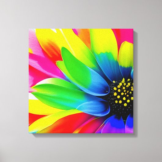 Regenboog Waterverf Flower Stretched Canvas (Voorkant)