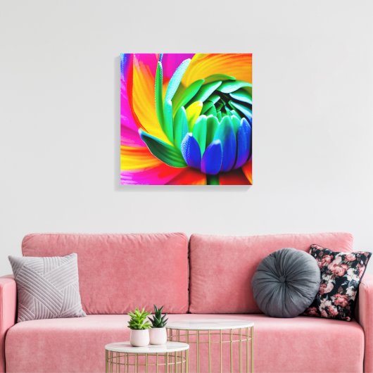 Regenboog Waterverf Flower Stretched Canvas (Insitu (Woonkamer))
