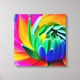 Regenboog Waterverf Flower Stretched Canvas