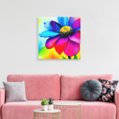 Regenboog Waterverf Flower Stretched Canvas (Insitu (Woonkamer))