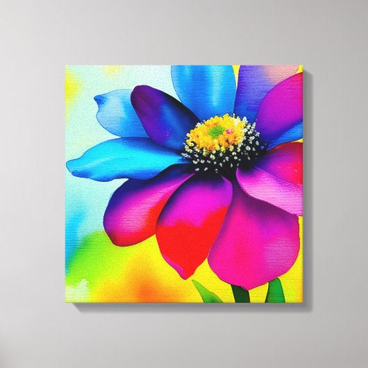 Regenboog Waterverf Flower Stretched Canvas (Voorkant)