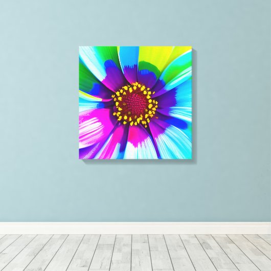 Regenboog Waterverf Flower Stretched Canvas (Insitu (Houten vloer))