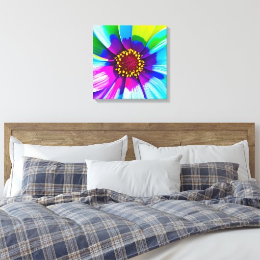 Regenboog Waterverf Flower Stretched Canvas (Insitu (Slaapkamer))